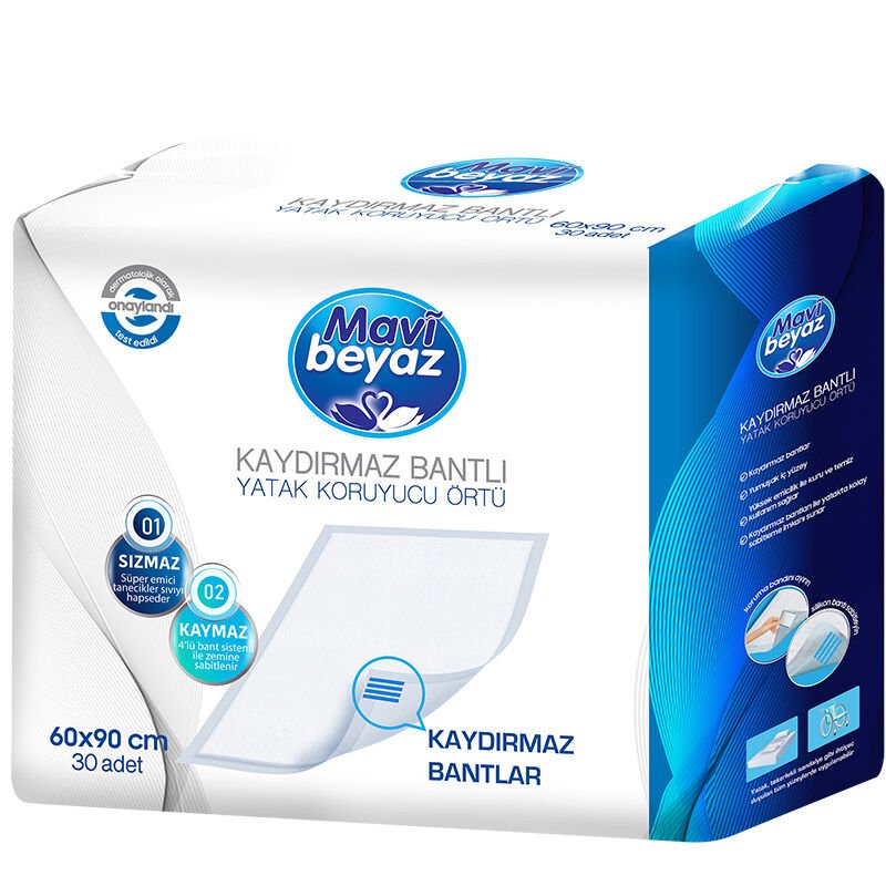 Kaydırmaz Bantlı Yatak Koruyucu 60X90